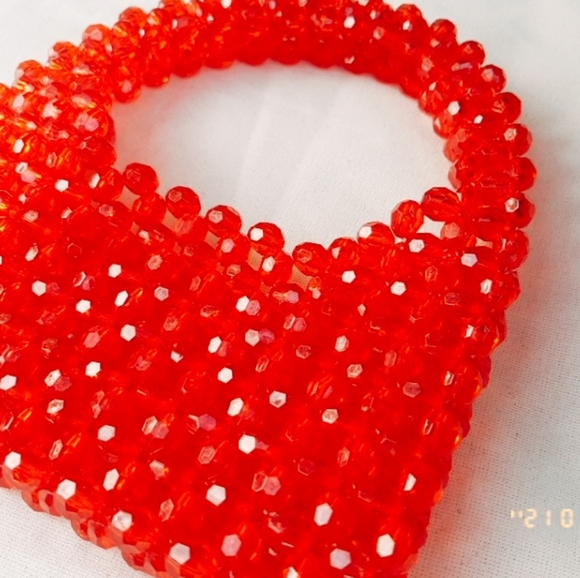 Red Mini Crystal Beaded Handbag - Picture 3 of 4